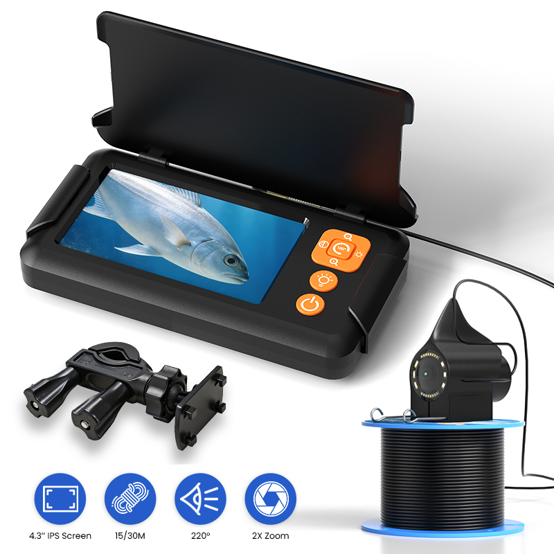 Fishing Camera - 釣り用カメラ 4.3インチスクリーン 15M/30Mケーブル 水中冬用魚群探知機 防水仕様 海/川/湖での釣り用
