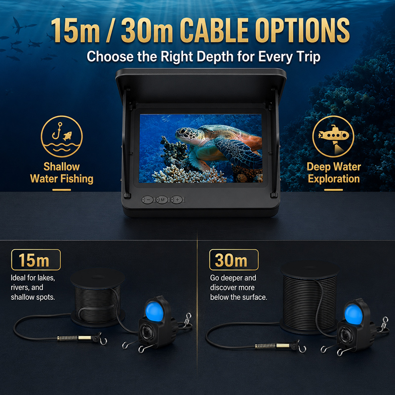 魚群探知機 水中カメラ 1080P HDモニター ナイトビジ - Fish Finder Portable のレビューと価格