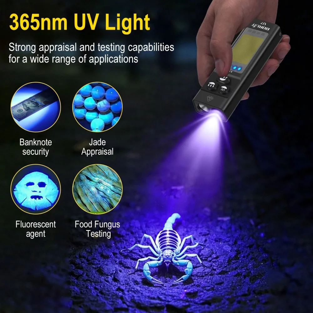 BORUiT U7 UV LED EDC懐中電灯 1100L - Fishing Light のレビューと価格