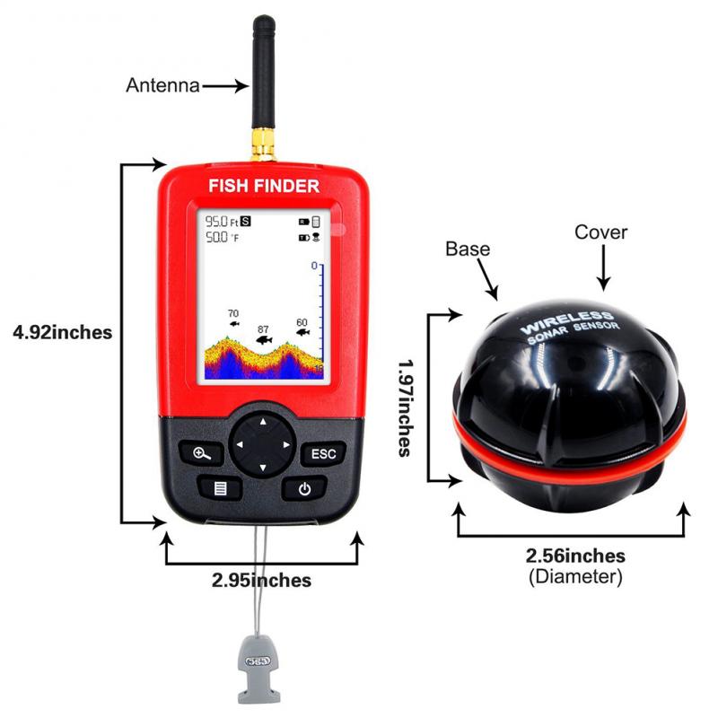 ポータブル深水魚群探知機、100Mソナーセンサー搭載、ワイヤ - Fish Finder Portable のレビューと価格