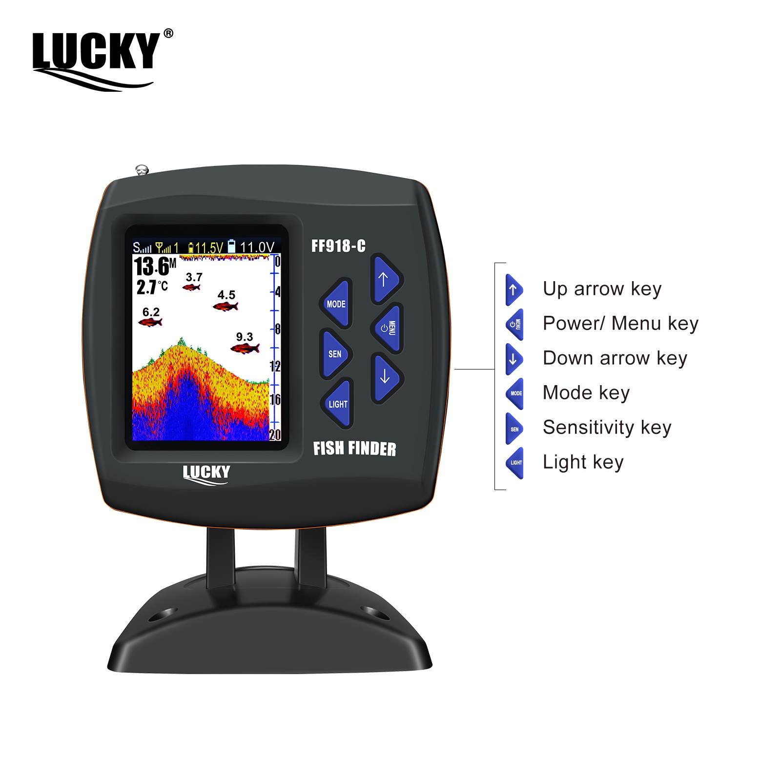 ラッキーFF918ワイヤレスリモコンボート魚群探知機300m - Fish Finder Portable のレビューと価格