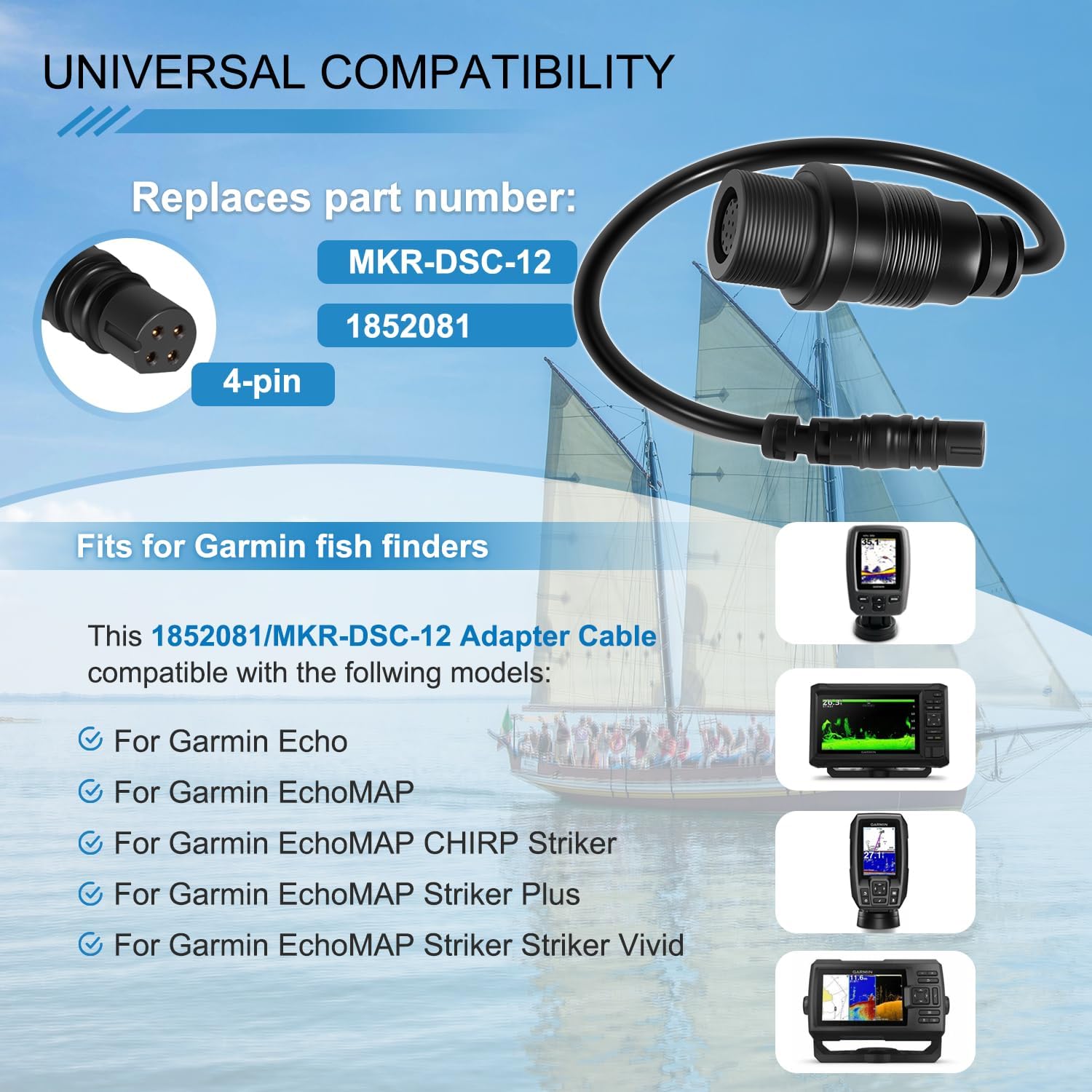 アダプターケーブルmkr-dsc-12, 4ピン,ガーミン, - Fish Finder Cable のレビューと価格